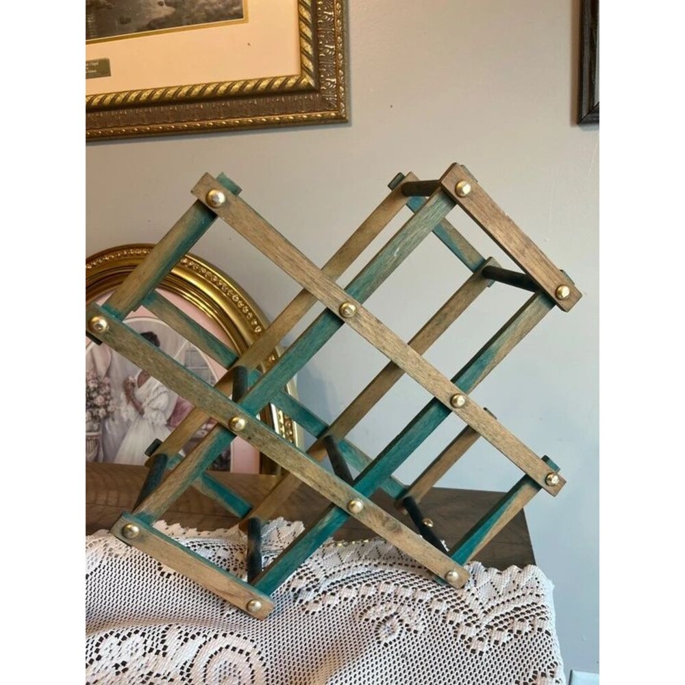 Vintage MCM accordion wine rack